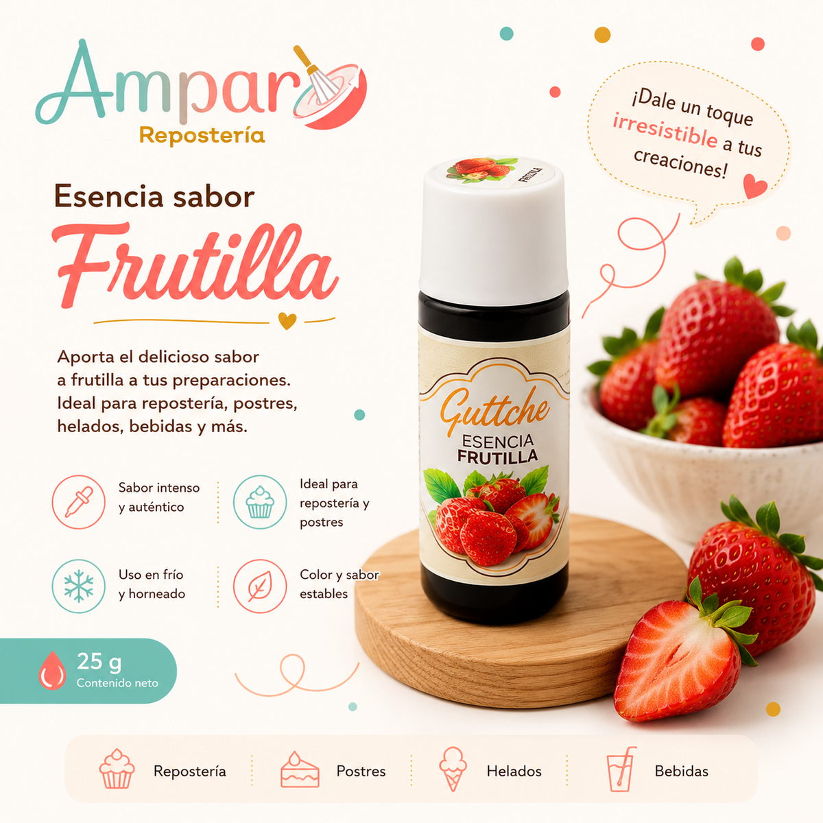 Esencia Frutilla guttche 25 gr.