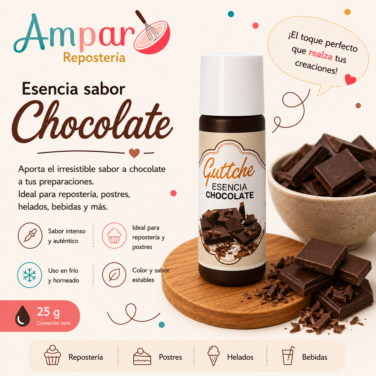 Esencia Sabor Chocolate Guttche 25 g