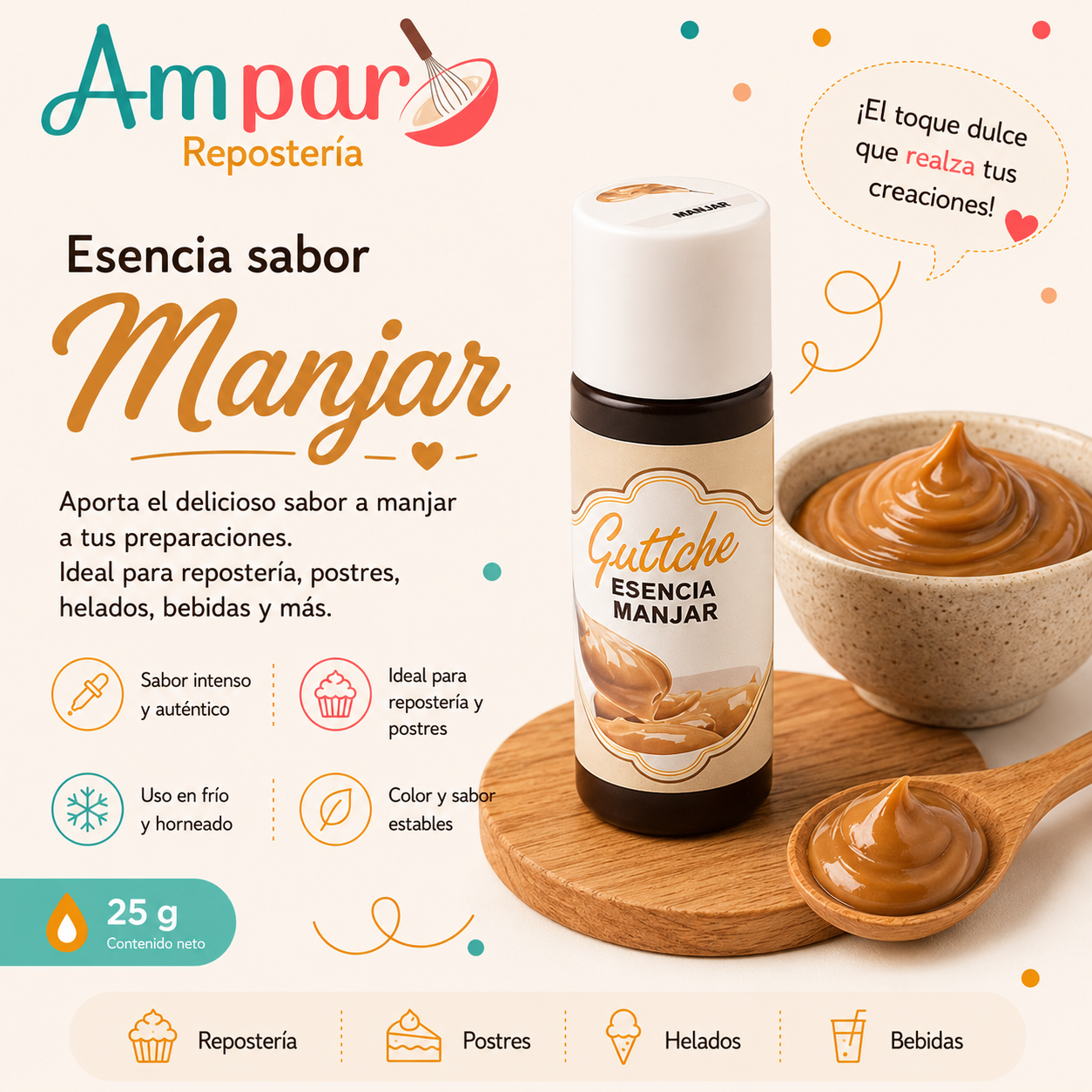 Esencia Sabor Manjar Guttche 25 gr.