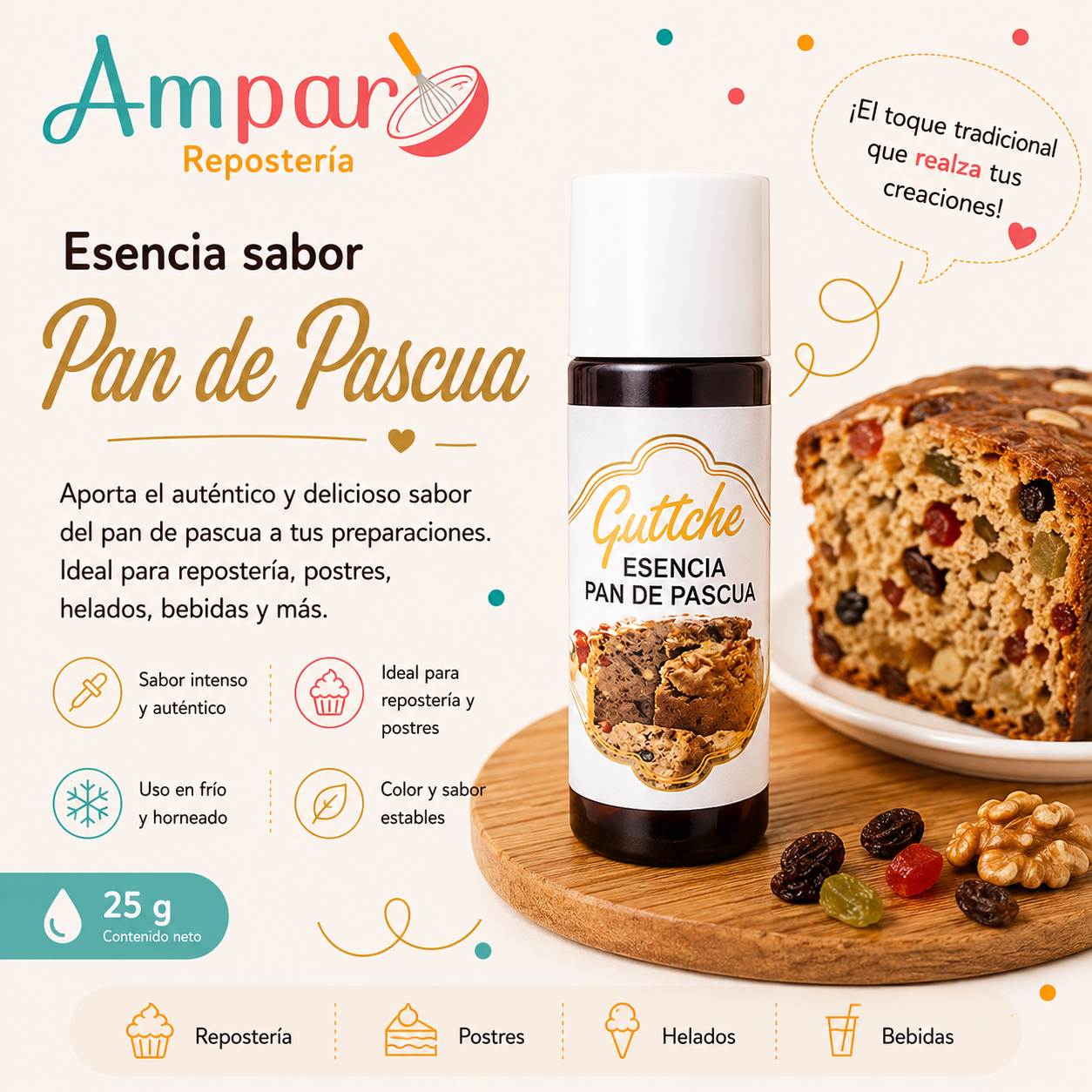 Esencia pan de pascua guttche 25 gr. navidad