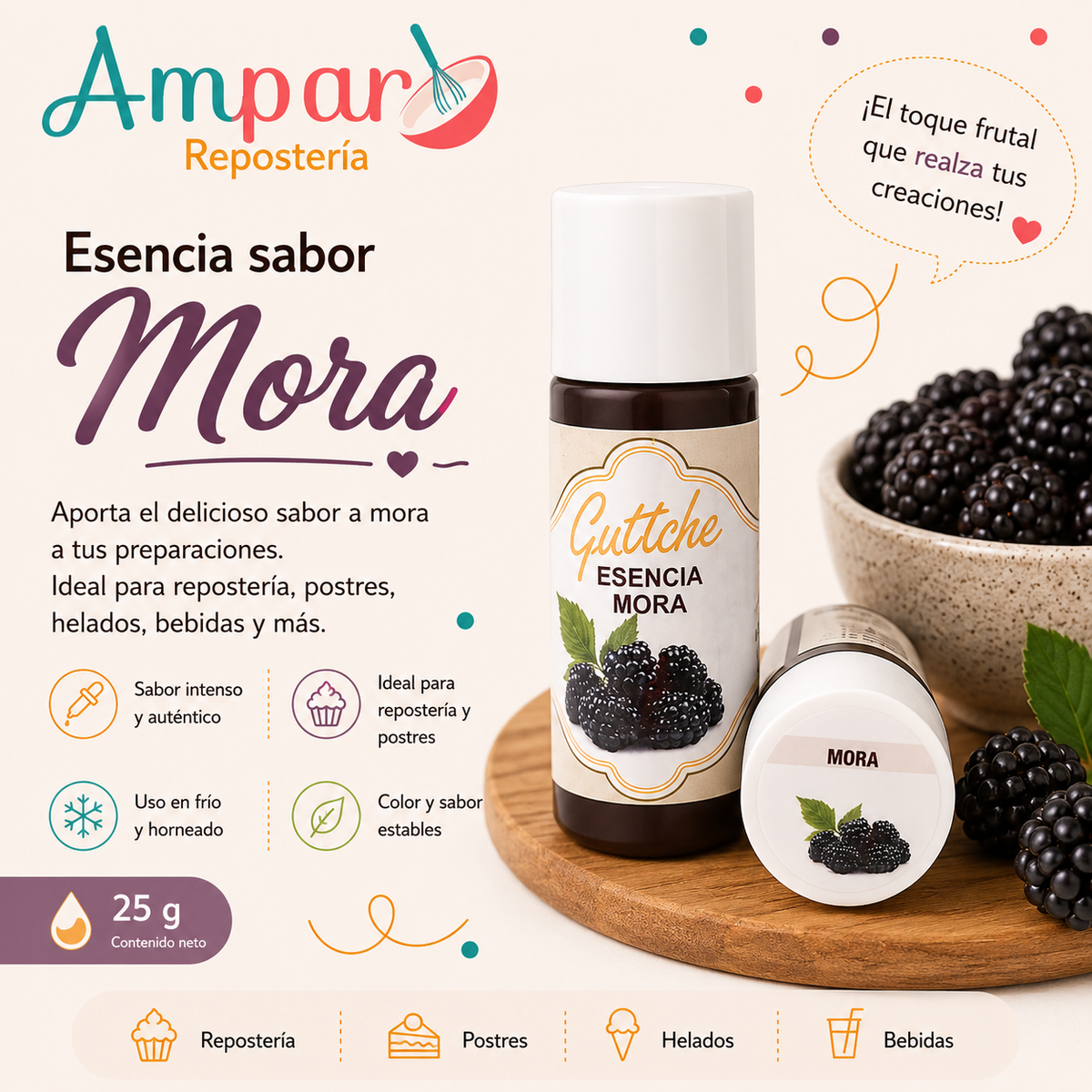 Esencia Sabor Mora guttche 25 gr.