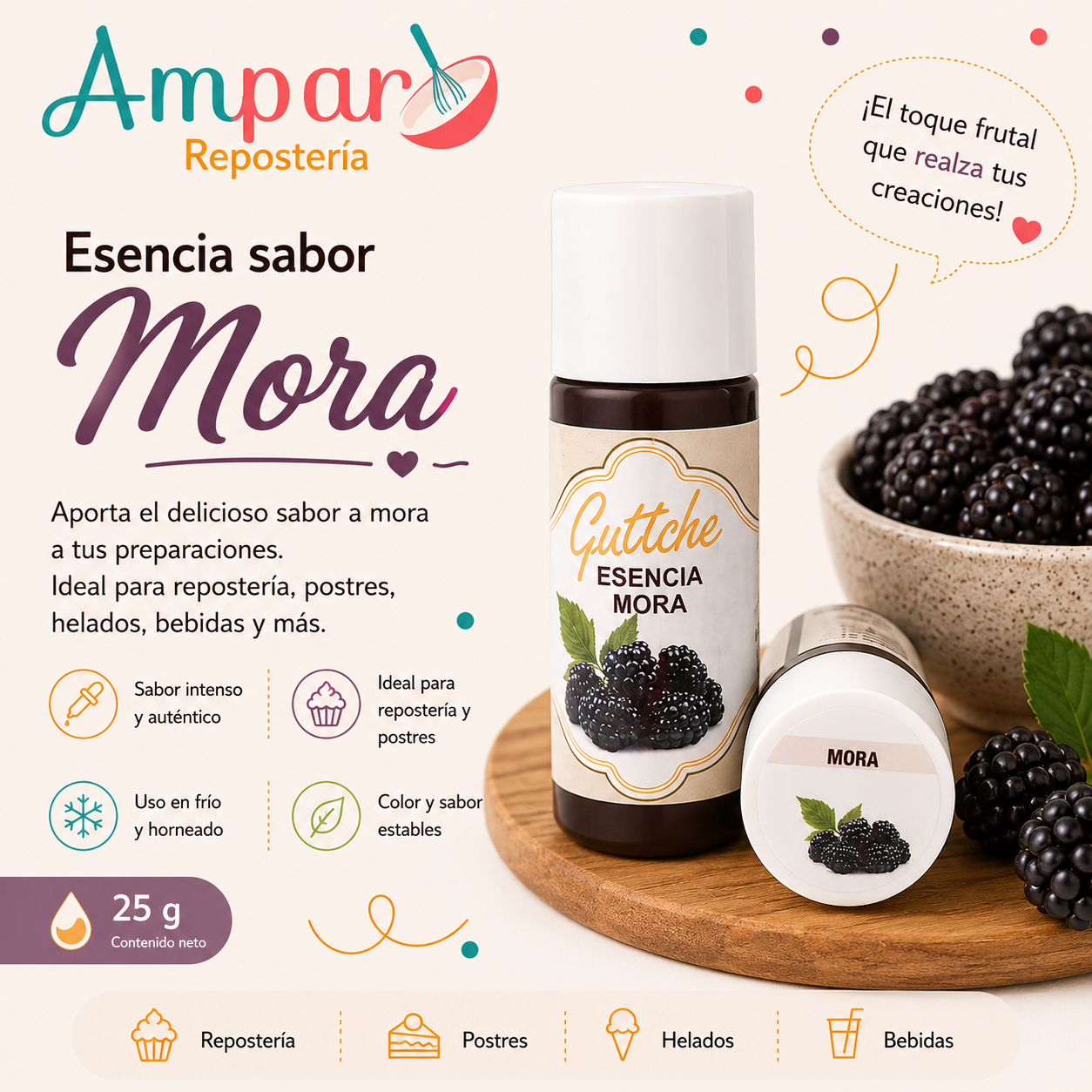 Esencia Sabor Mora guttche 25 gr.