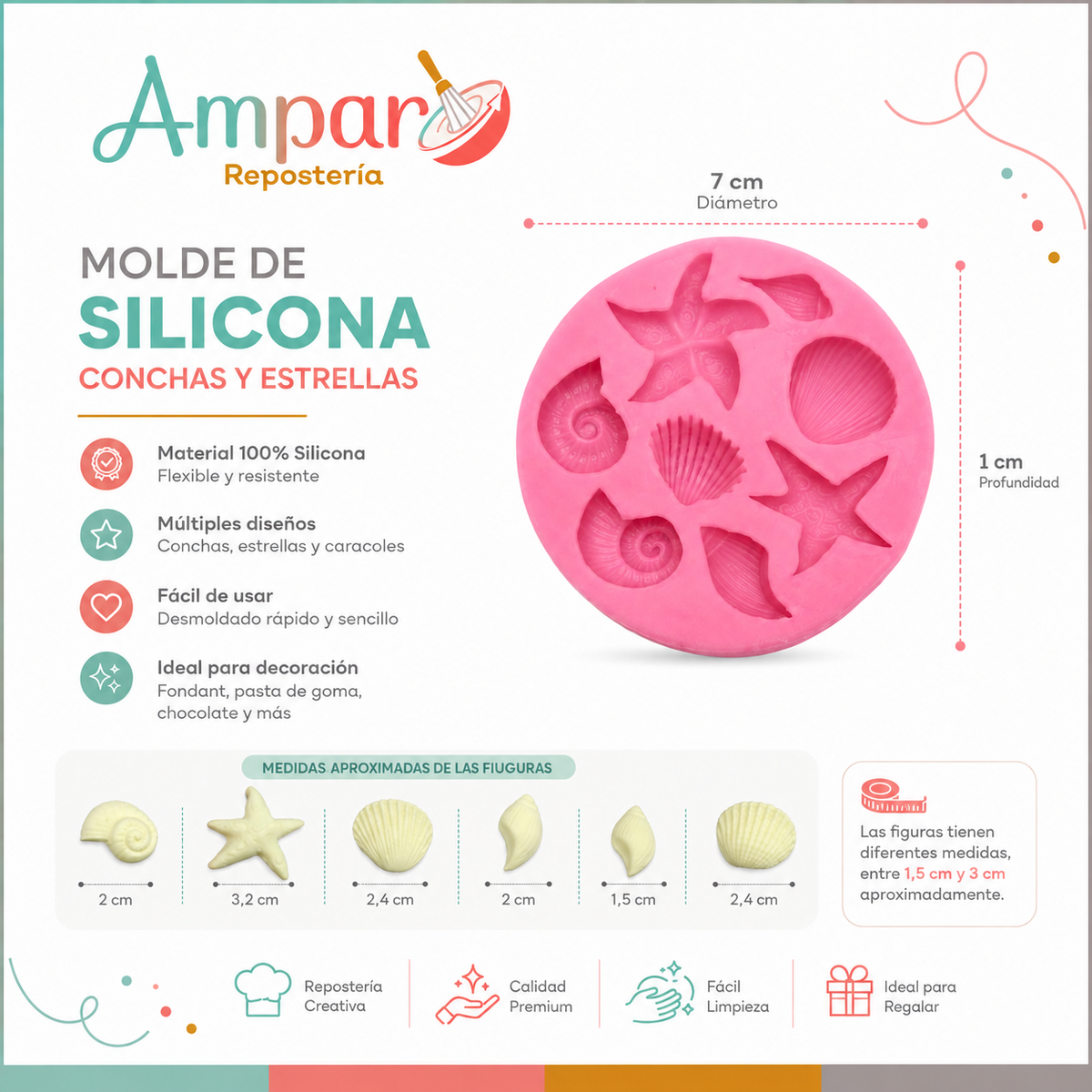 Molde de Silicona Conchas Marinas