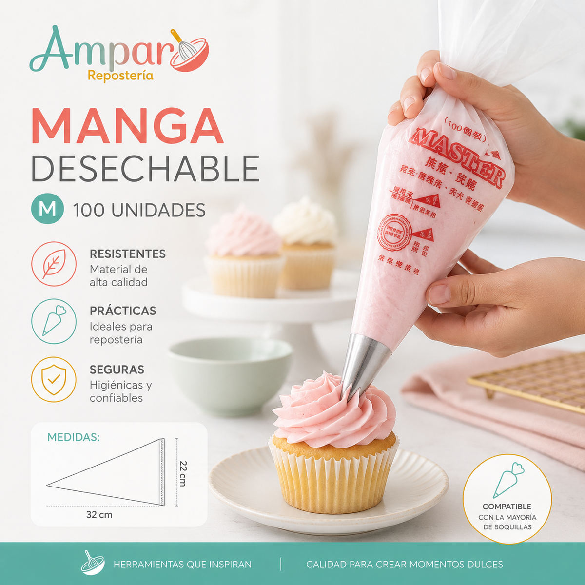 Manga Desechable M 100 Unidades