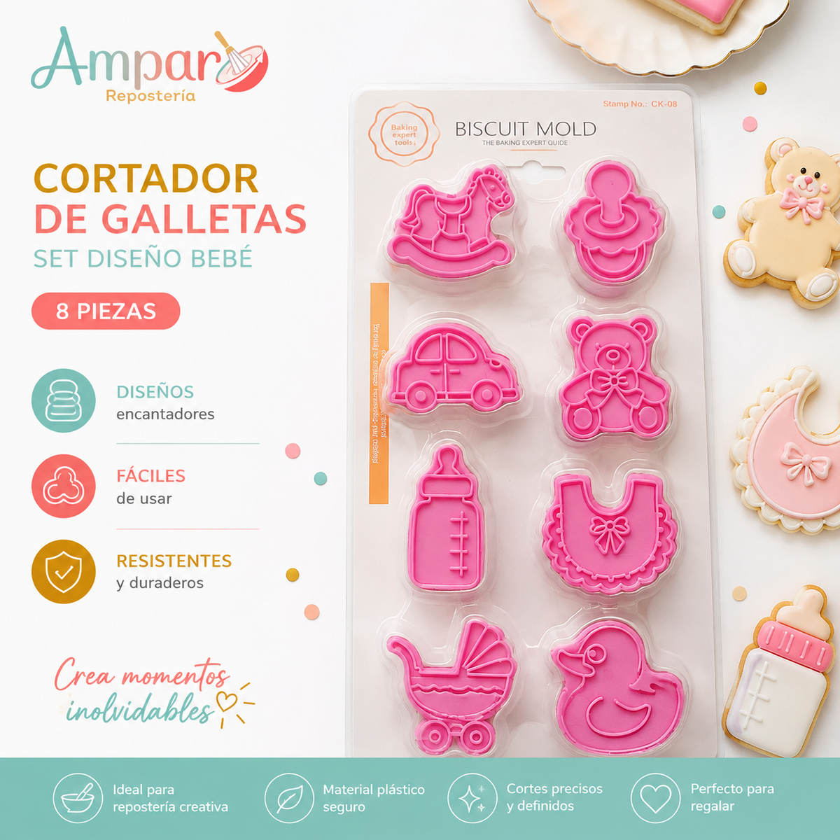 Cortador de Galletas Set Diseño Bebé 8 Piezas
