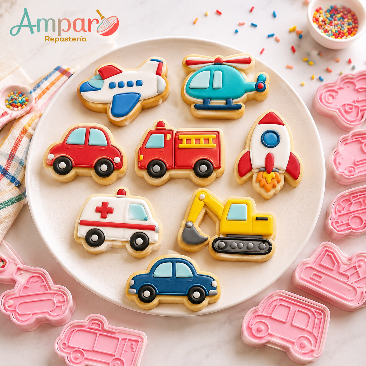 Set de Cortadores de Galletas Transporte – 8 Piezas
