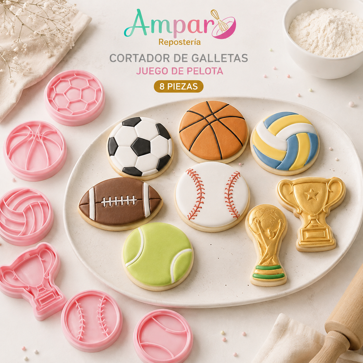 Cortador de Galletas – Juego de Pelotas Deportivas 8 Piezas
