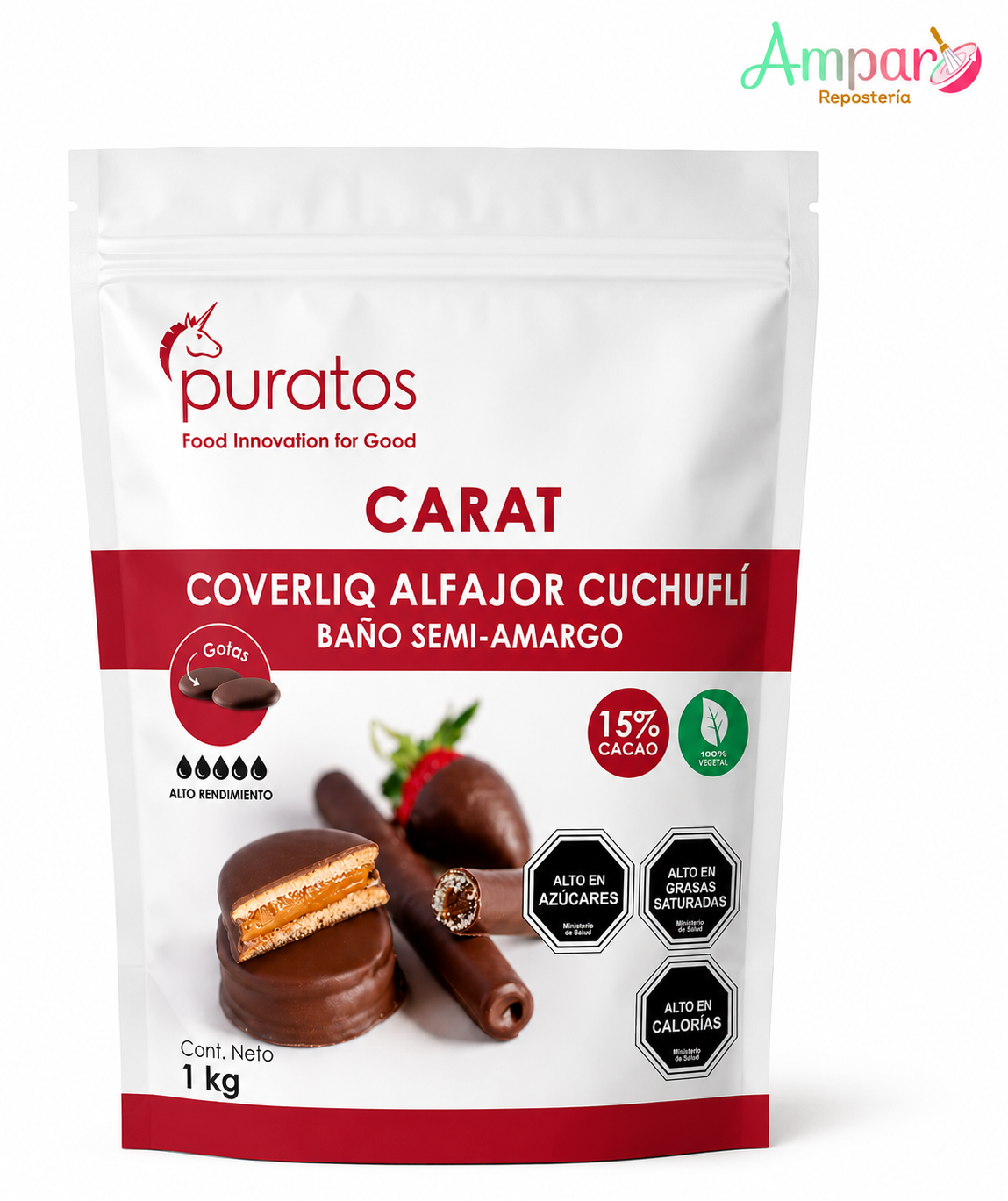 Chocolate Coverliq Semiamargo para Alfajores y Cuchuflí Puratos 1 Kg