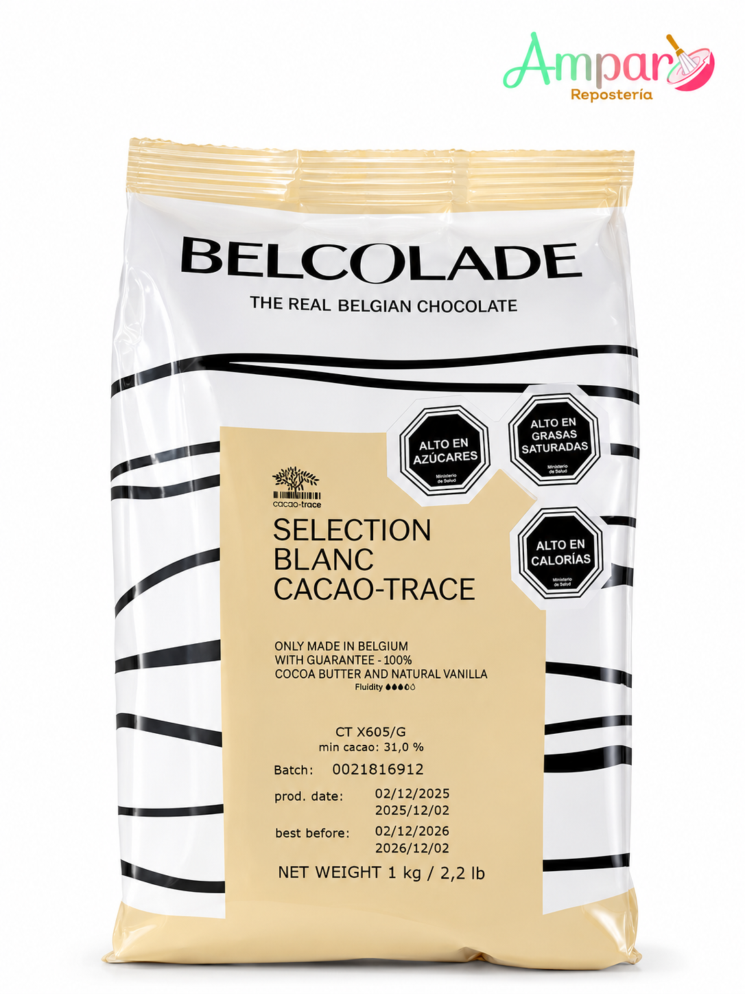 Chocolate Real Belga Belcolade Selection Blanco 30% Cacao-Trace 1 kg
