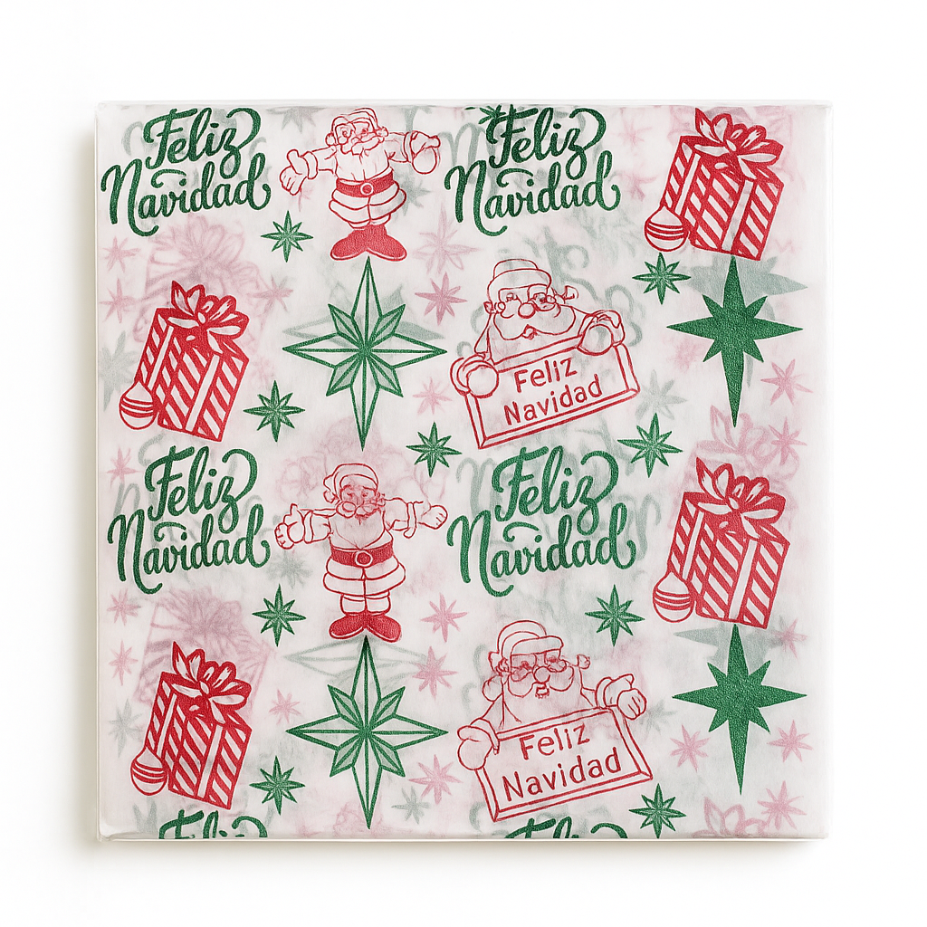 Papel antigrasa para alfajores – Diseños de Navidad 🎄 (pack 100 unid.)