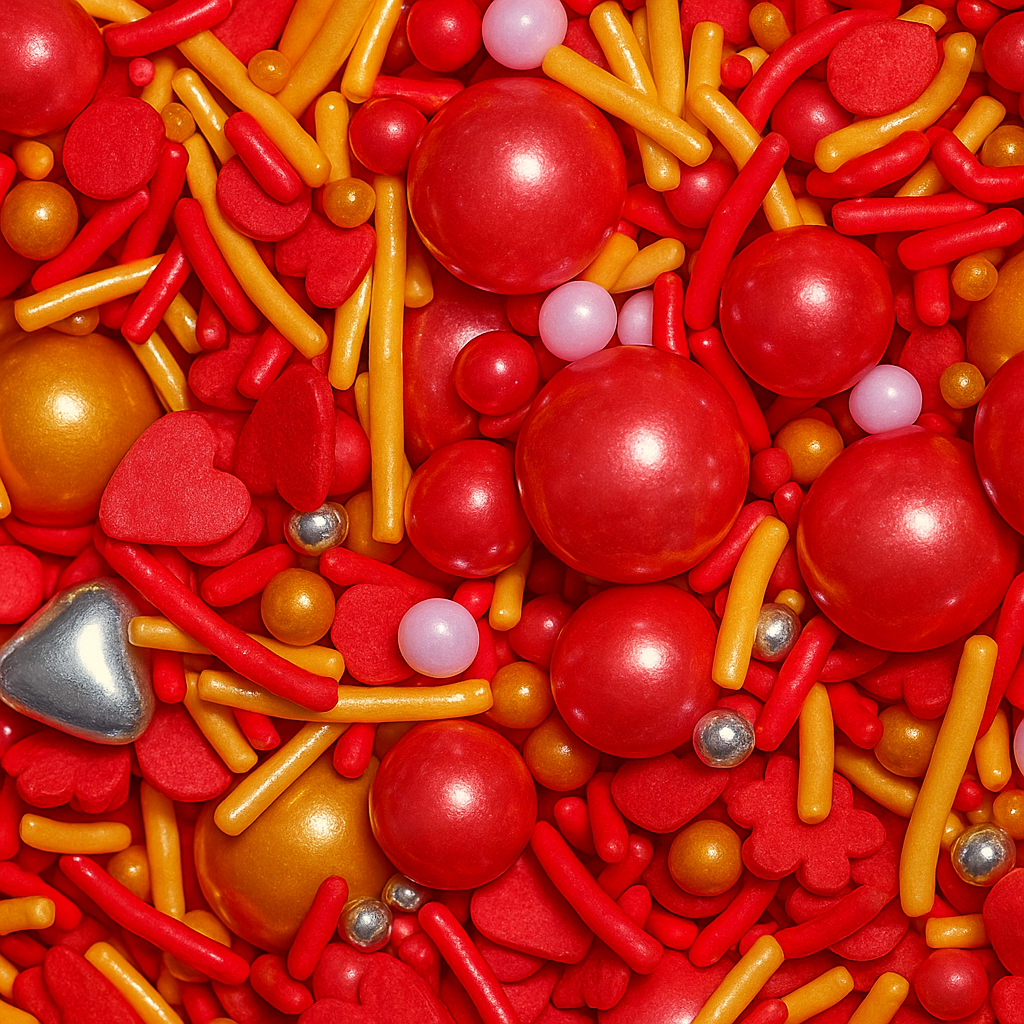 Sprinkles perla dorada/roja – Granillos navideños 50 g