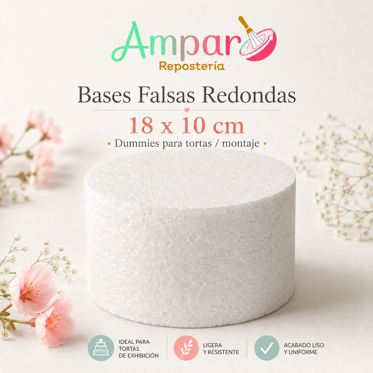 Bases falsas redondas 18* 10 cm — Dummies para tortas / montaje