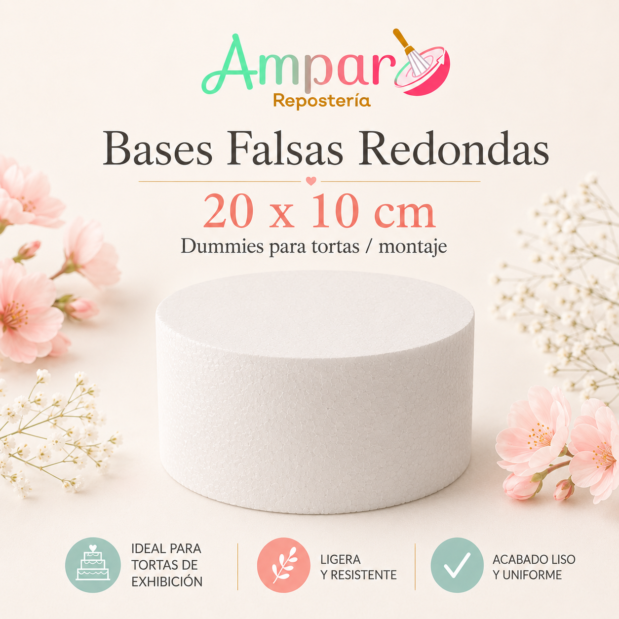Bases falsas redondas  20*10 cm — Dummies para tortas / montaje