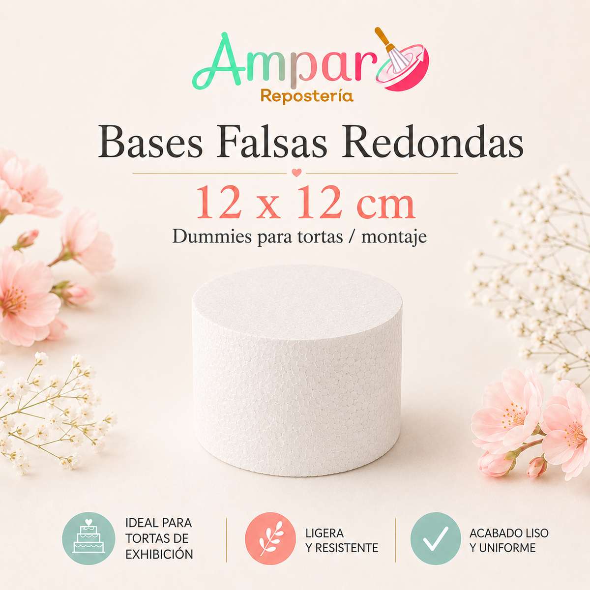 Bases falsas redondas  12*12 cm— Dummies para tortas / montaje