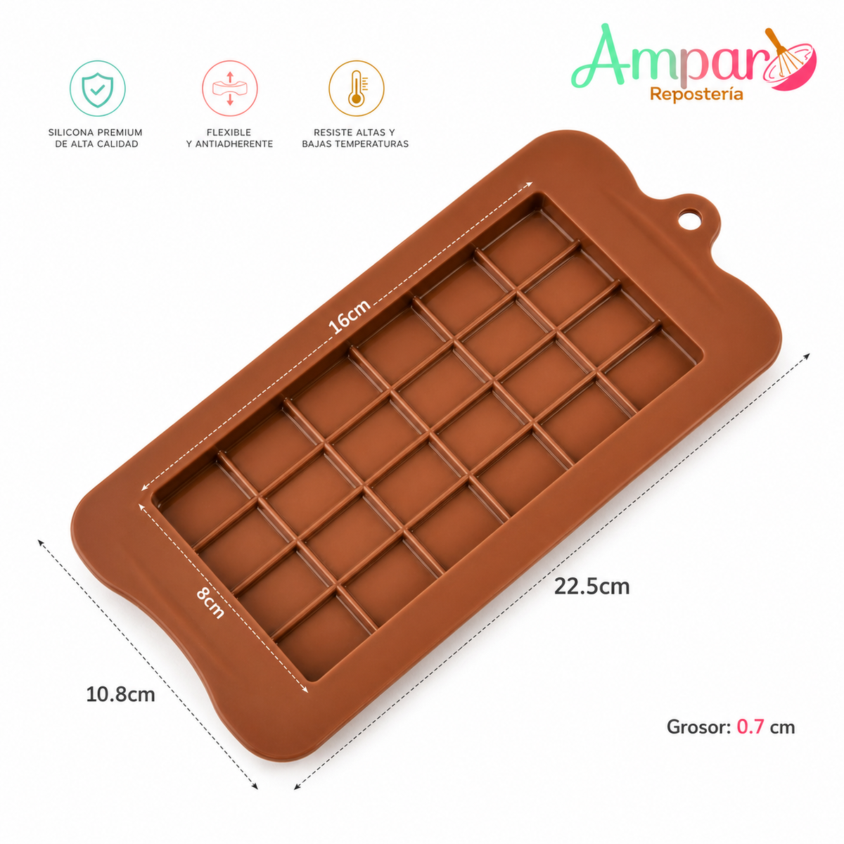 Molde de Silicona Barra de Chocolate | Antiadherente Flexible para Repostería