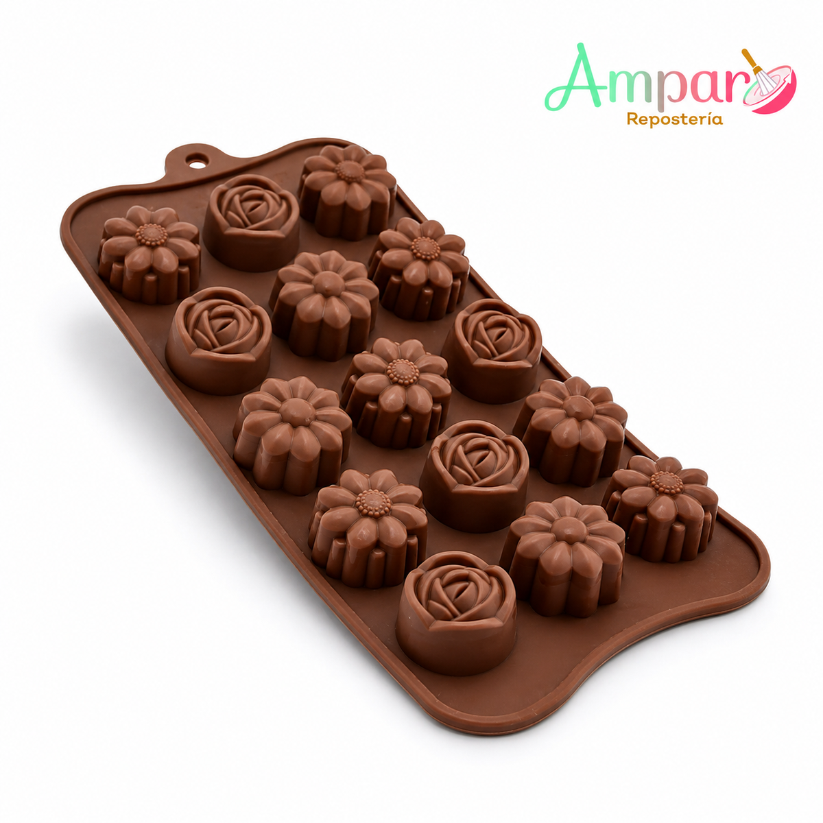 Molde silicona para chocolate flores