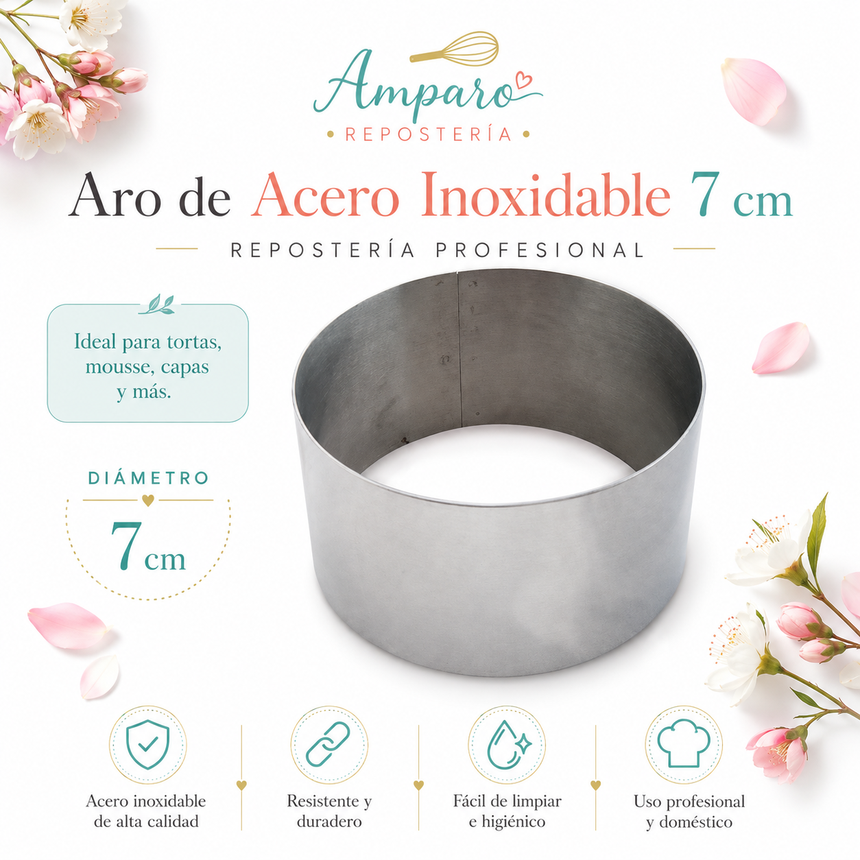 Aro de Acero Inoxidable 7 cm | Repostería Profesional