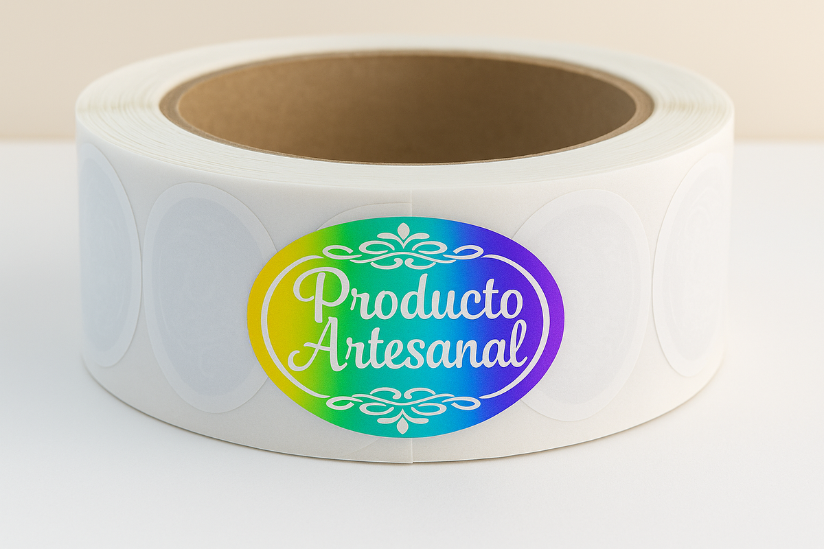 Sticker o etiqueta producto artesanal  rollo 1.000 unidades