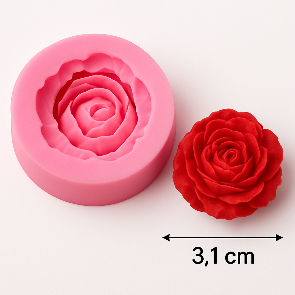 Molde de Silicona Rosa Cerrada – 3,1 cm | Amparo Repostería