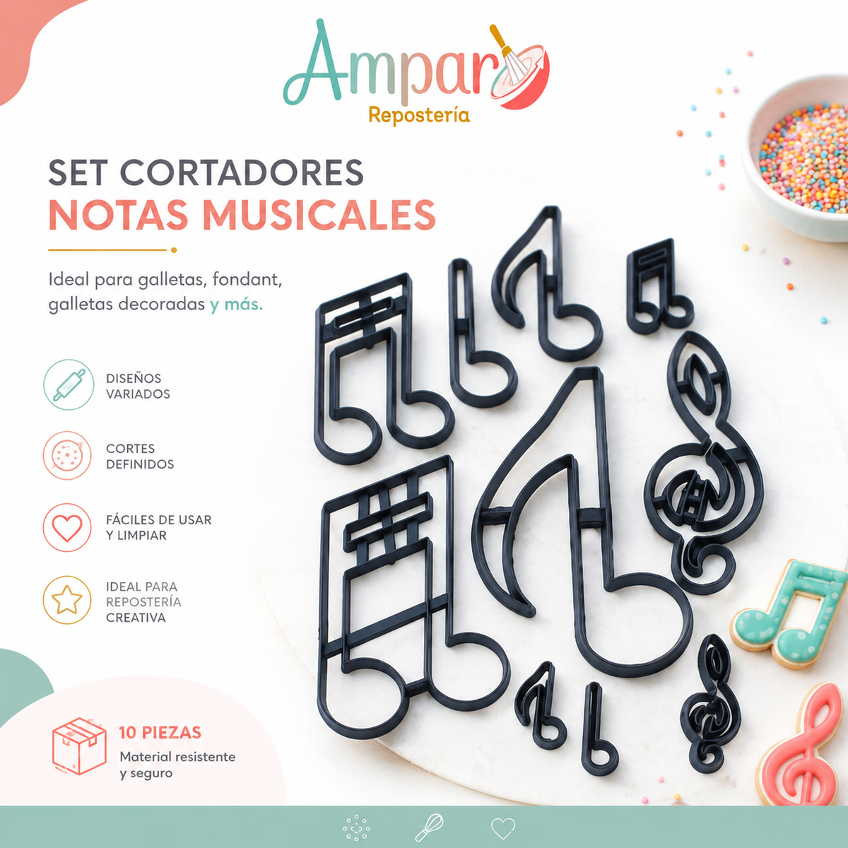Cortador Notas Musicales – Set 10 Piezas