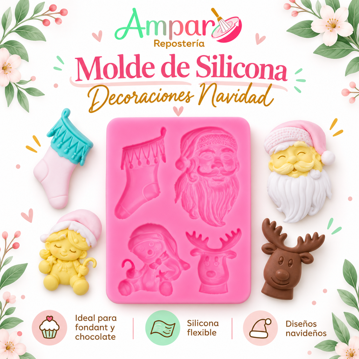 Molde de Silicona Decoraciones Navidad 🎄