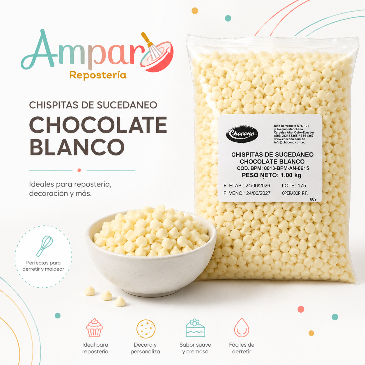 Cobertura Chips Blancos Chocono 1 kg