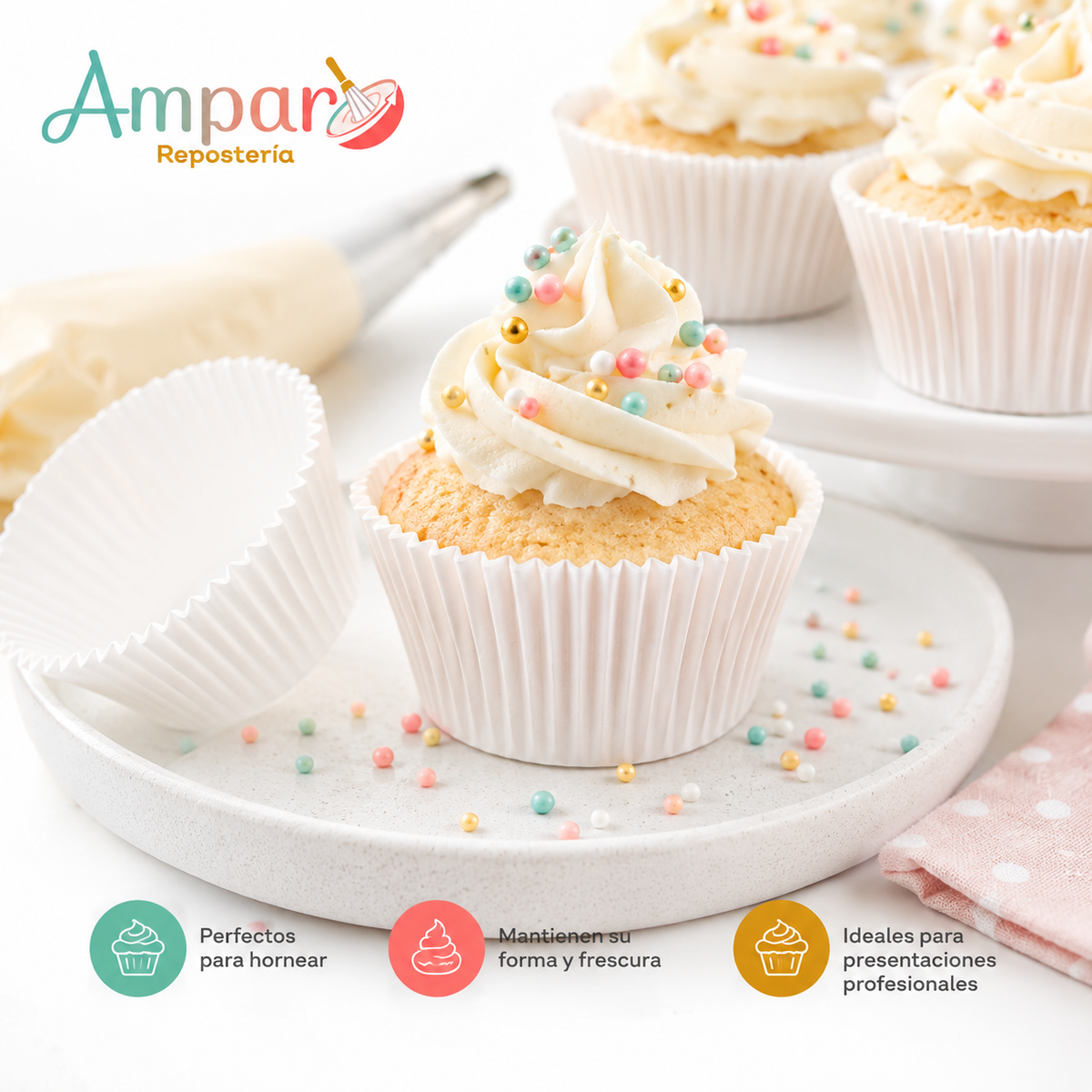 Cápsula Cupcake Blanca – 100 Unidades