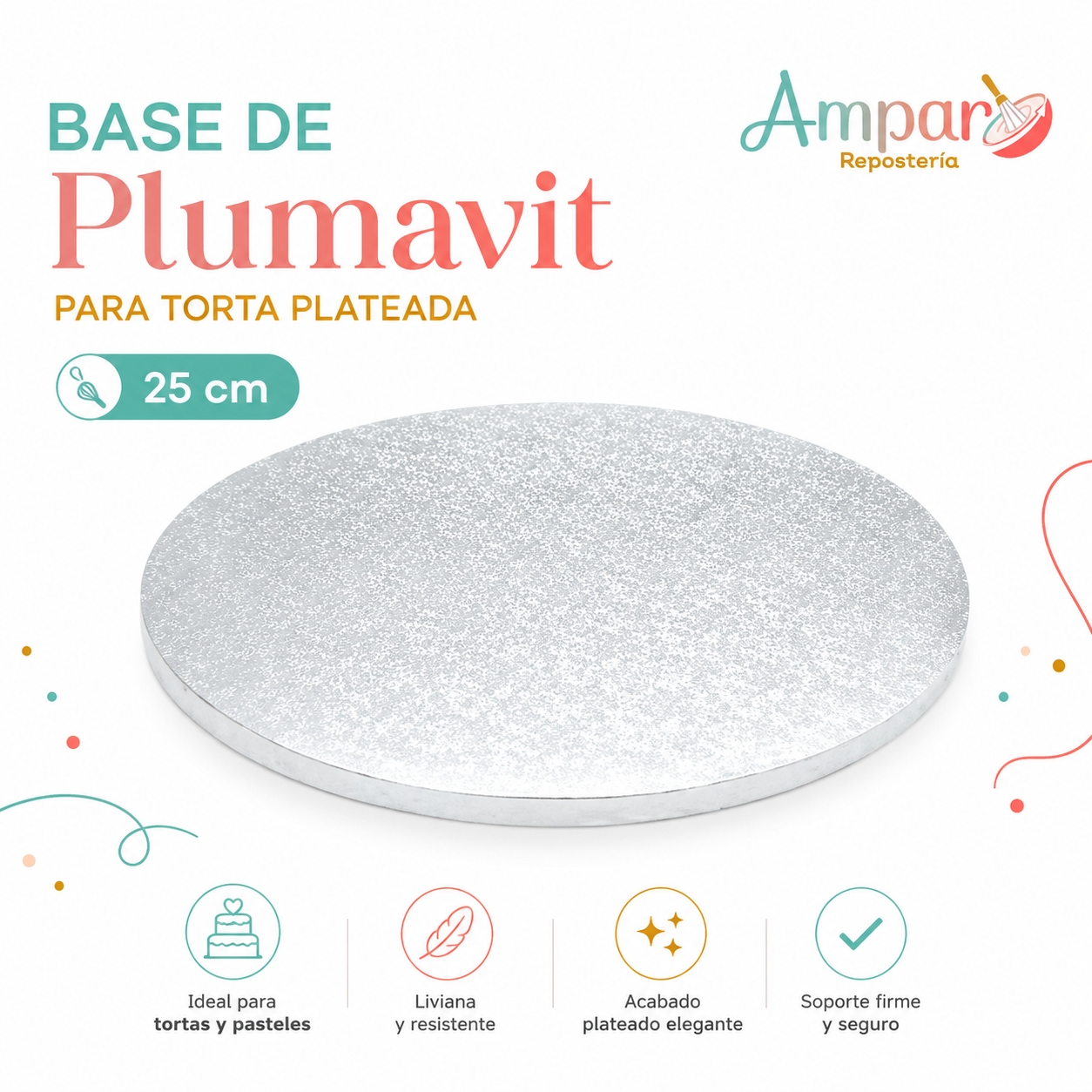 Base de Plumavit para Torta Plateada 25 cm
