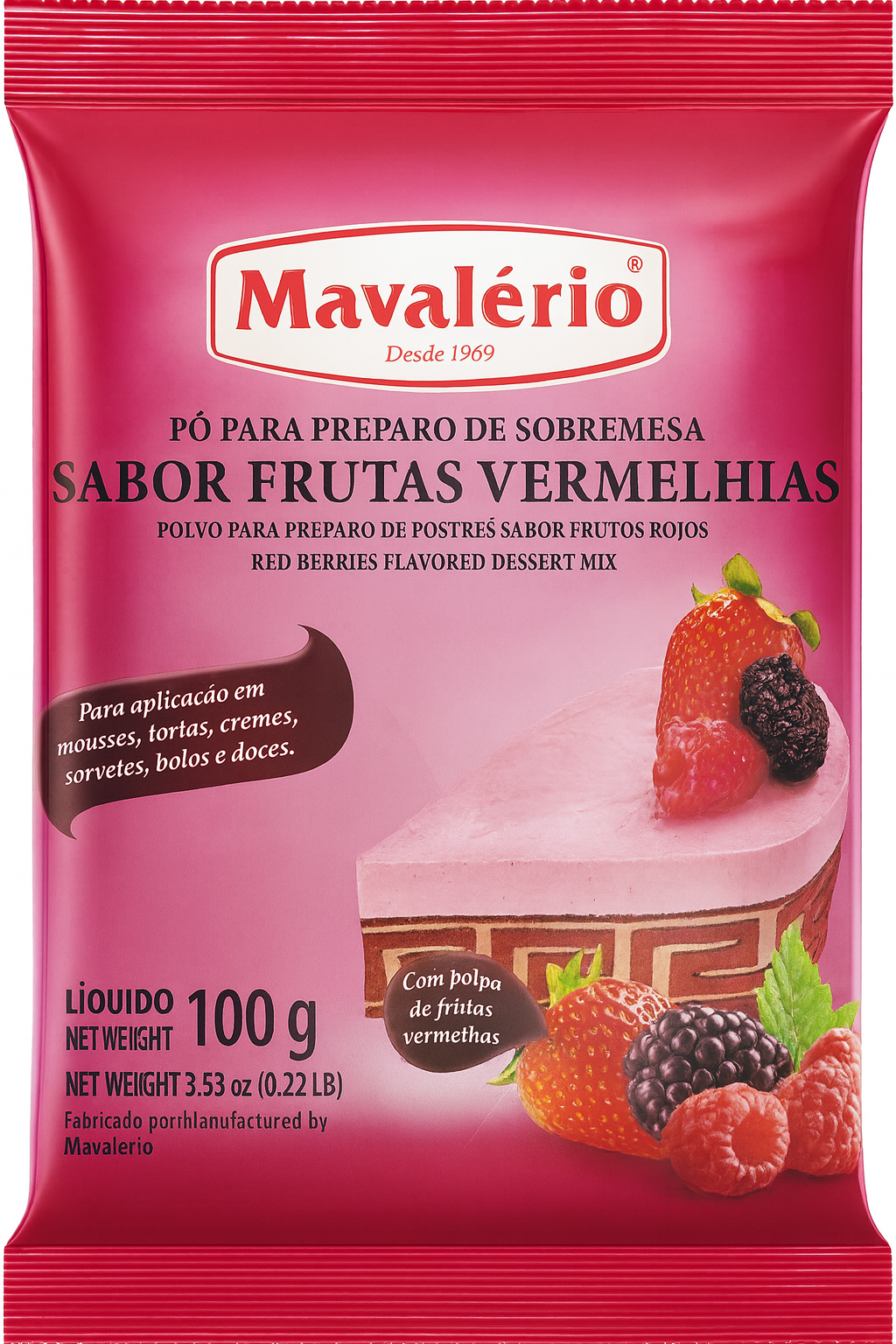 Polvo para Postres Sabor Frutos Rojos Mavalério | 100 g