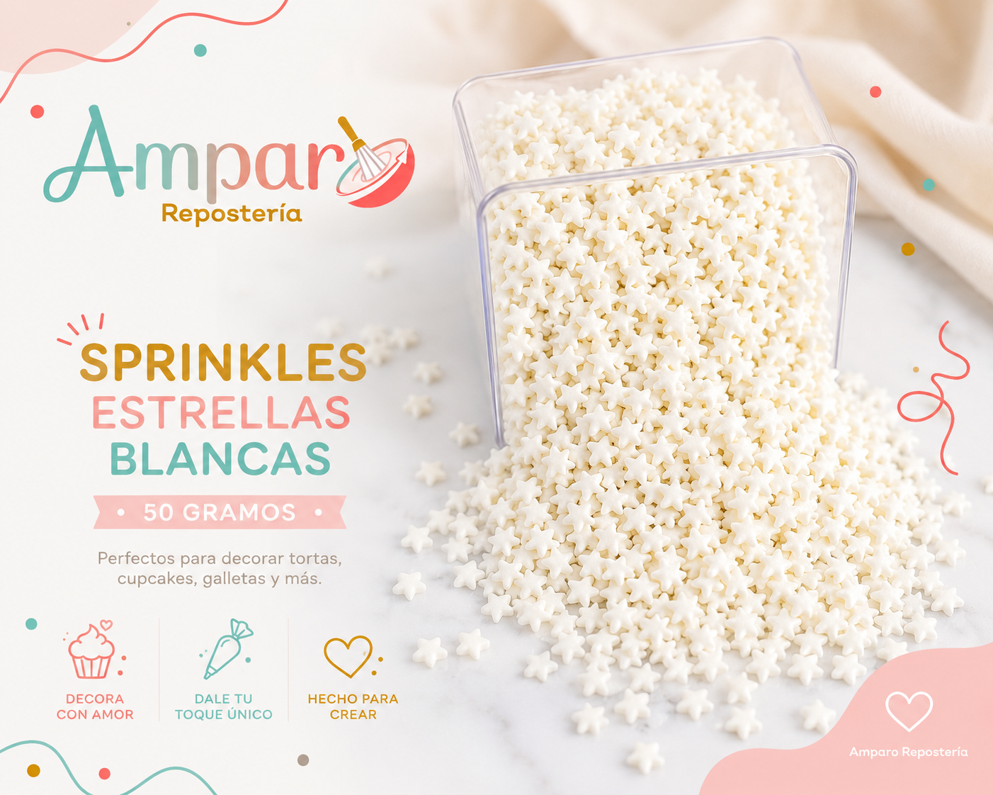 Sprinkles Estrellas Blancas 50 gr.