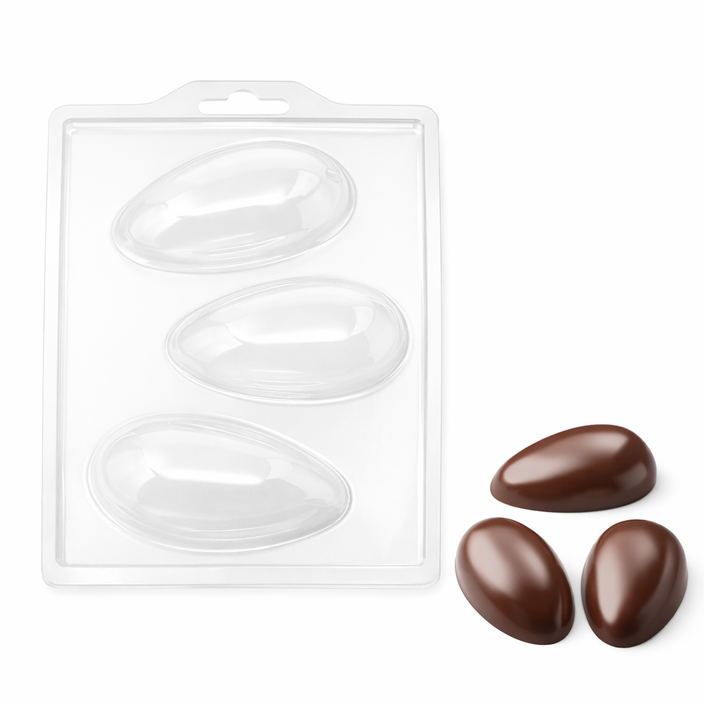 Molde de Acetato Huevos de Chocolate – 3 Cavidades (6 x 10 cm)