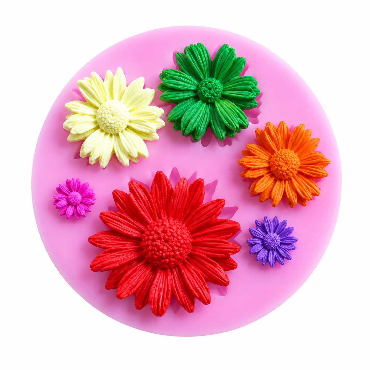 Molde de Silicona Flor Margaritas y Gerberas – 6 Cavidades 🌼