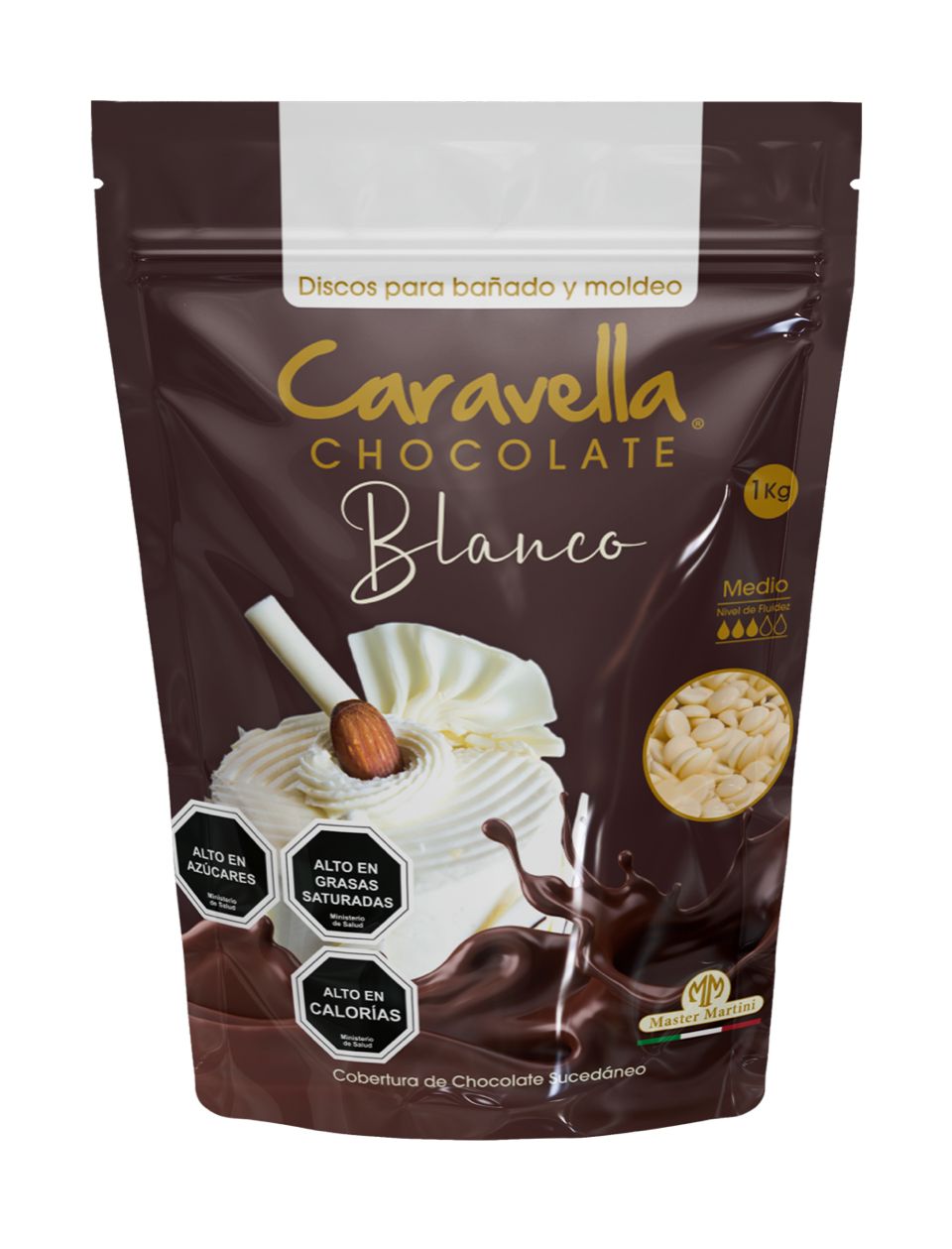 Cobertura para Moldeo y Bañado Discos Chocolate Blanco Caravella kilo