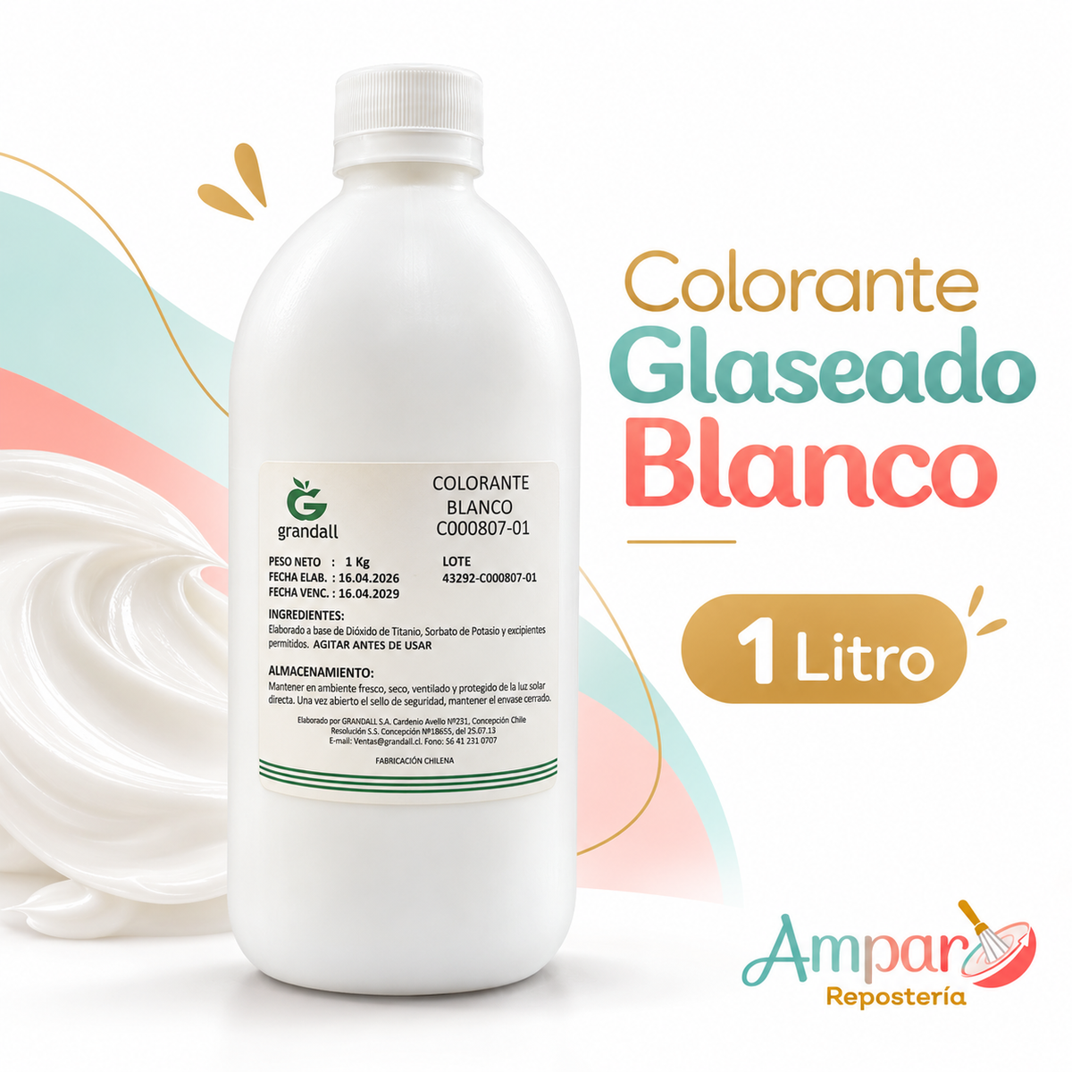 Colorante blanco para glaseado guttche litro