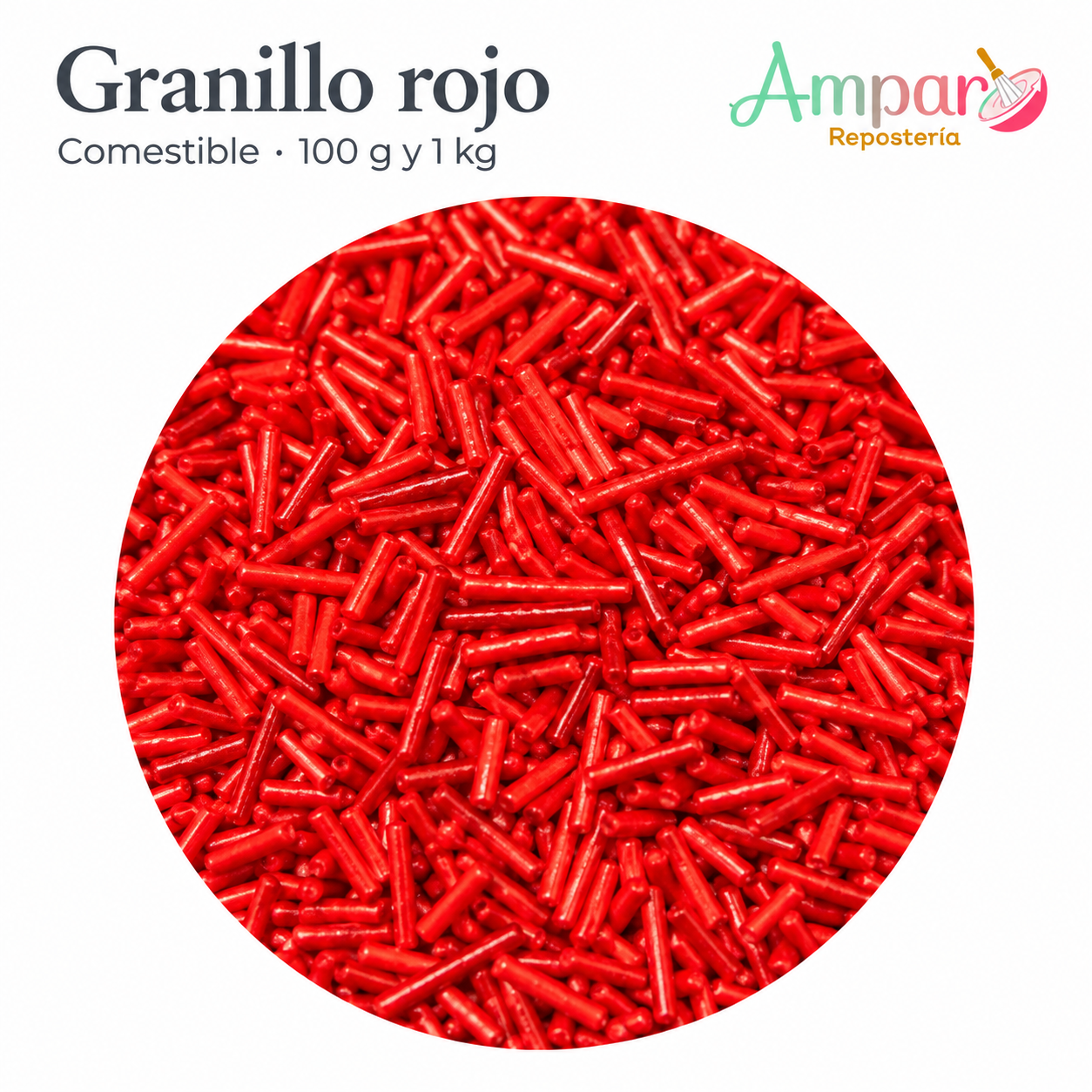 Granillo Rojo Comestible para Repostería | 100 g y Kilo