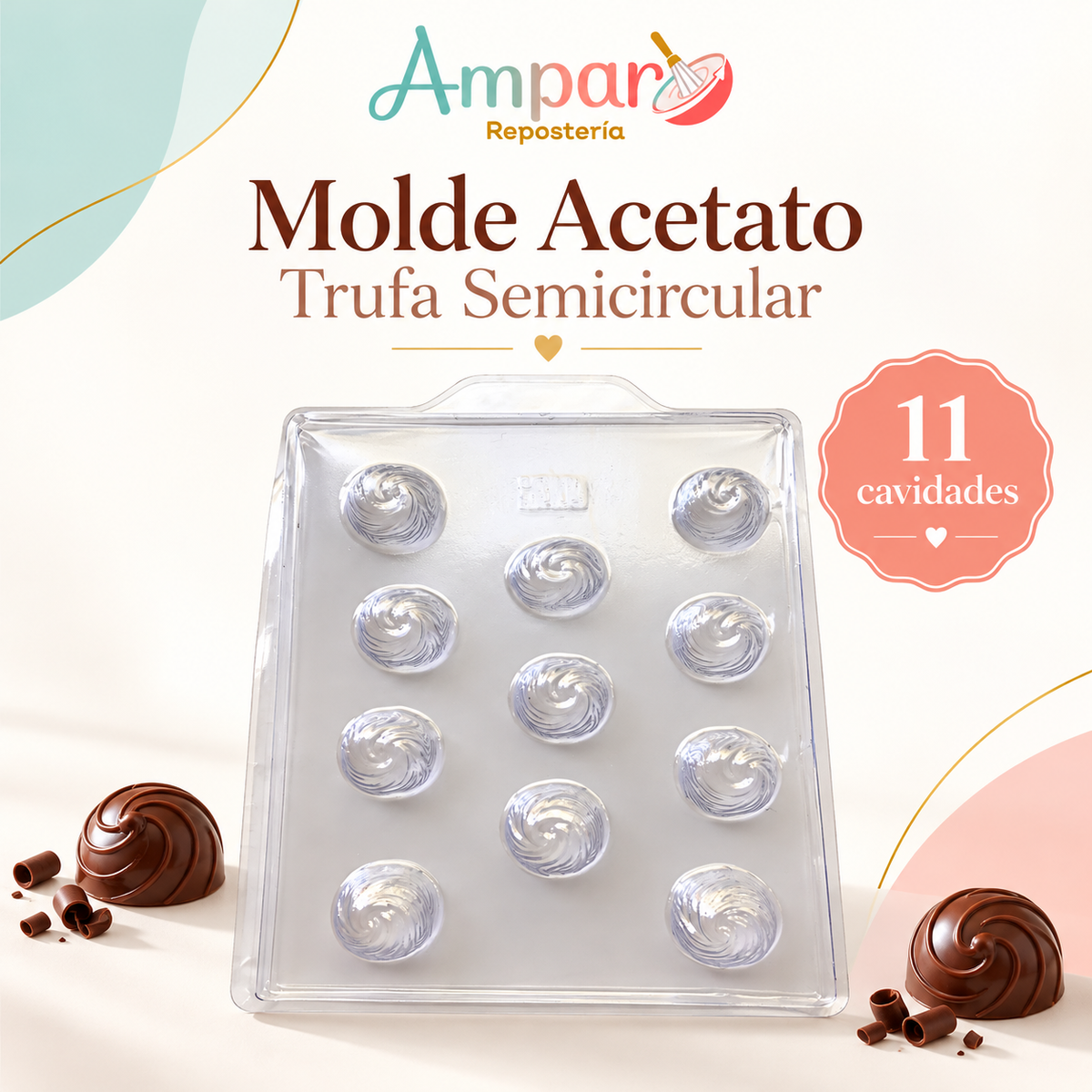 Molde Acetato Trufa Semicircular