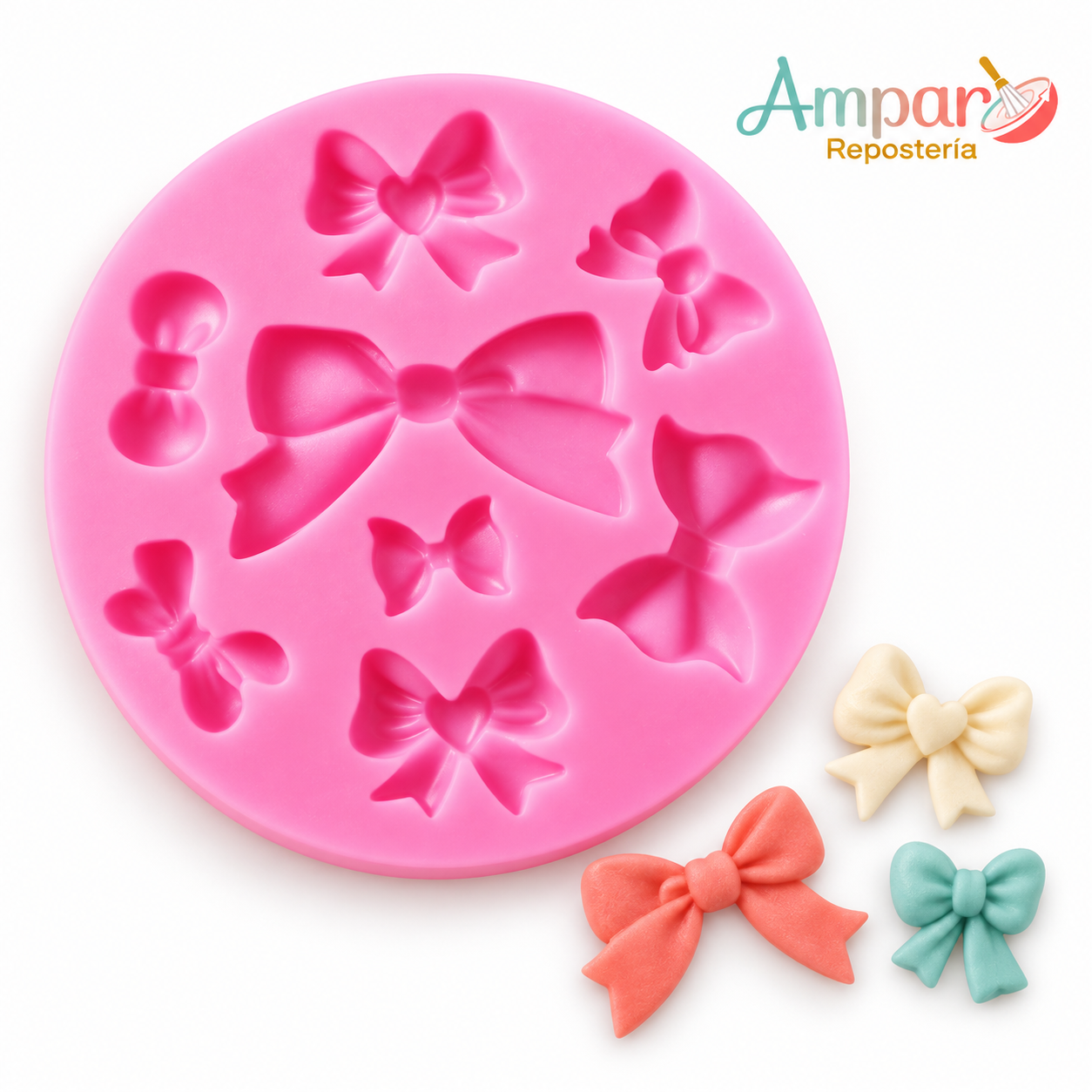 Molde de Silicona Lazos para Fondant – 8 Diseños