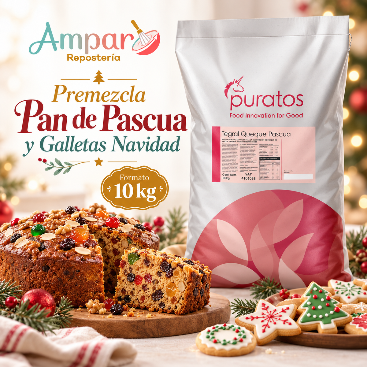 Premezcla Pan de Pascua y Galletas de Navidad Puratos – 10 kg