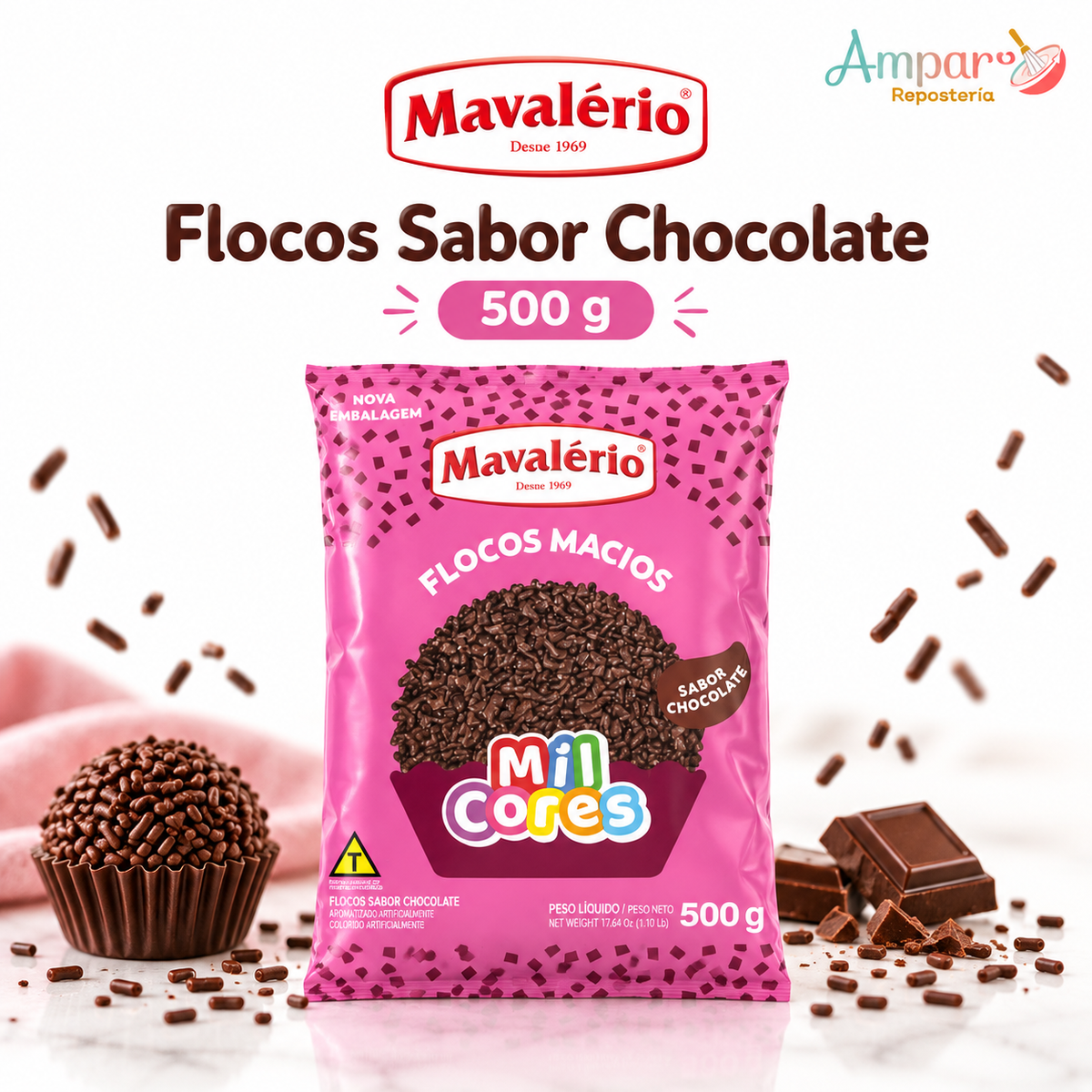 Flocos Sabor Chocolate 500 gr. - Mavalério