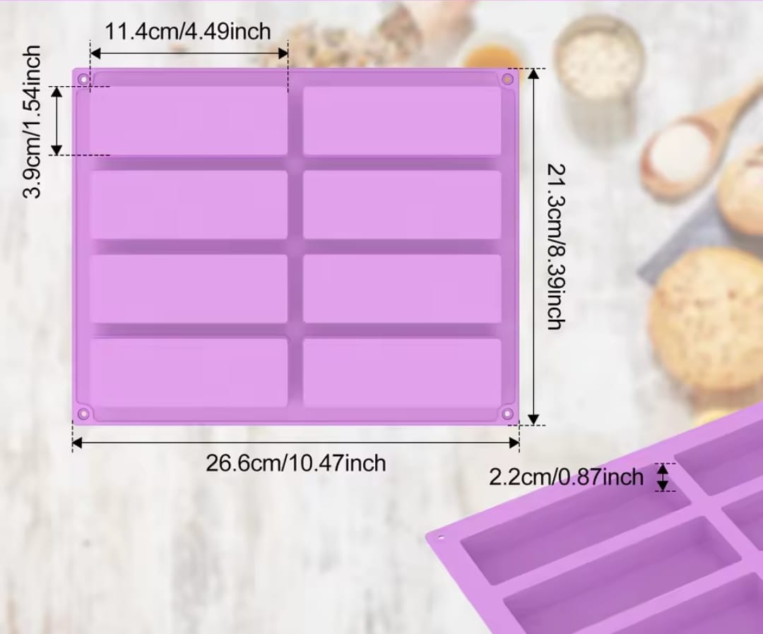 Molde de silicona barra 8 cavidades