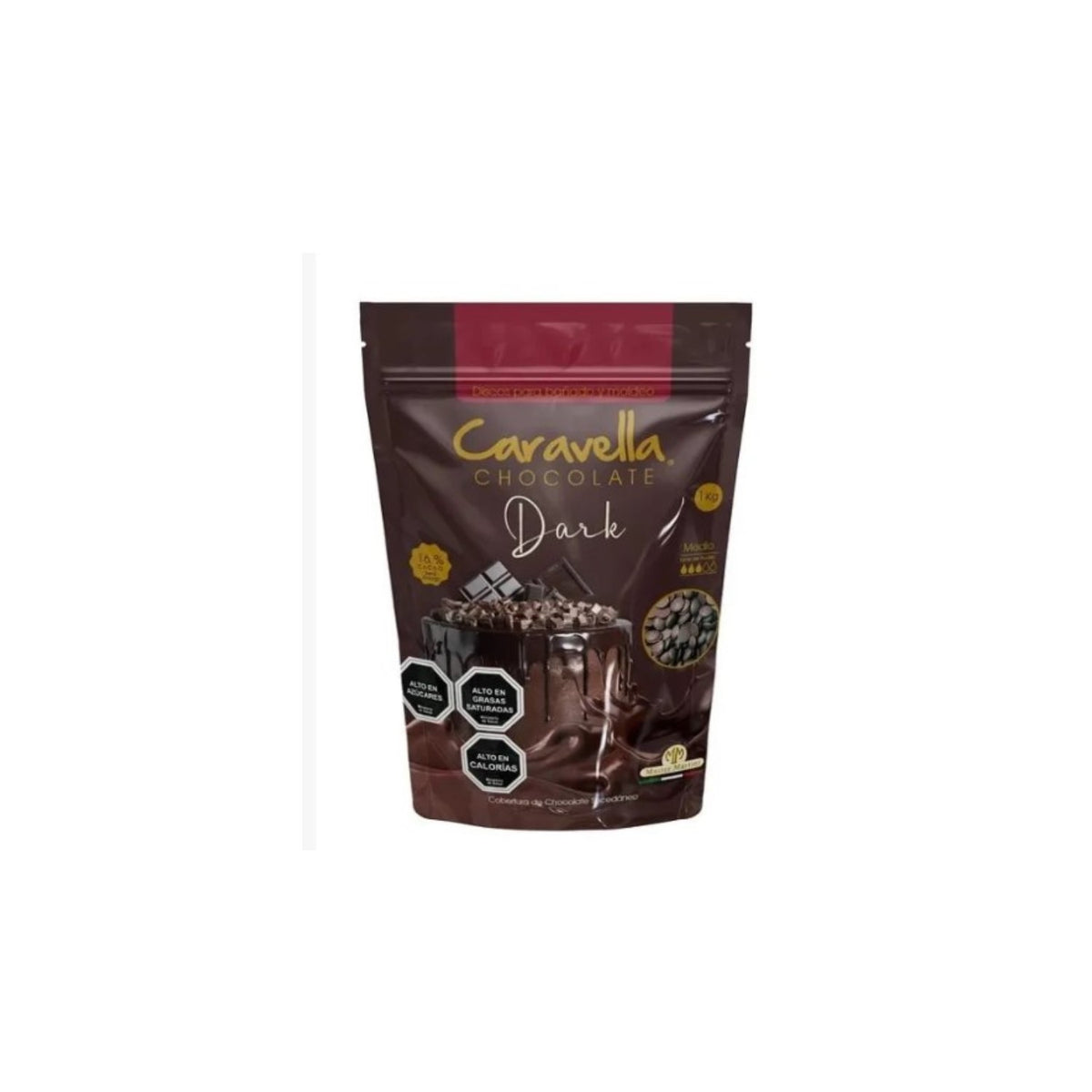 Cobertura para Moldeo y Bañado Discos Chocolate Negro Amargo Caravella dark kilo