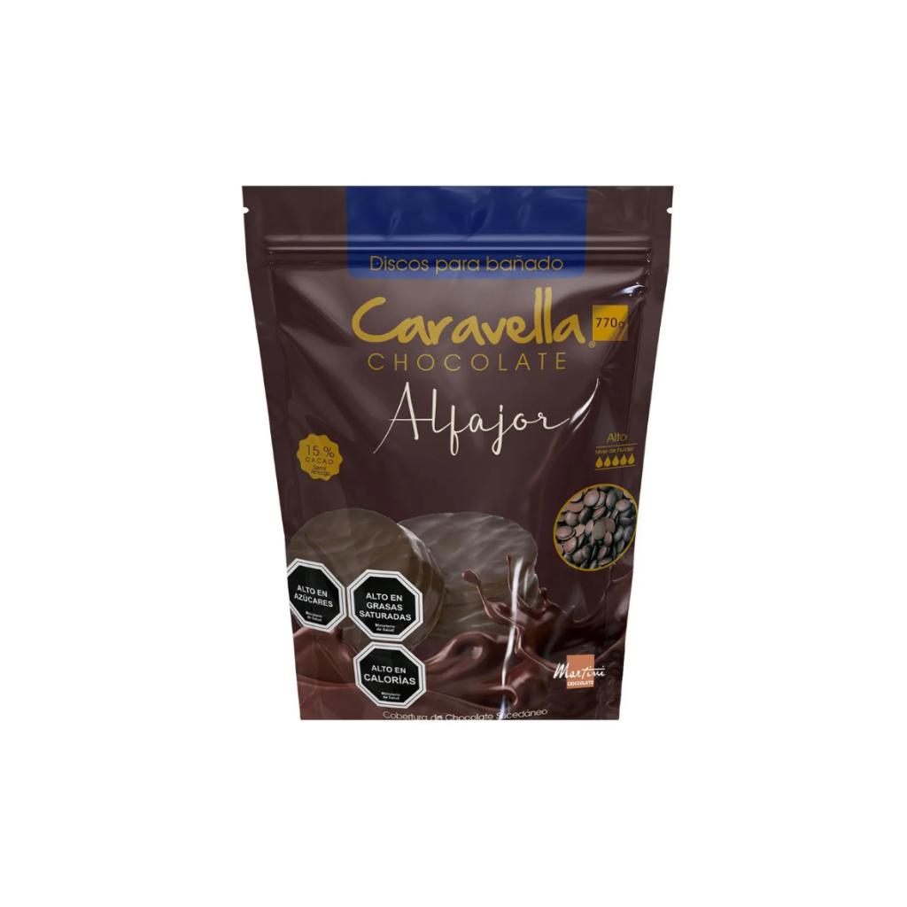 Cobertura para Moldeo y Bañado Discos Chocolate Alfajor Caravella 770 gr.