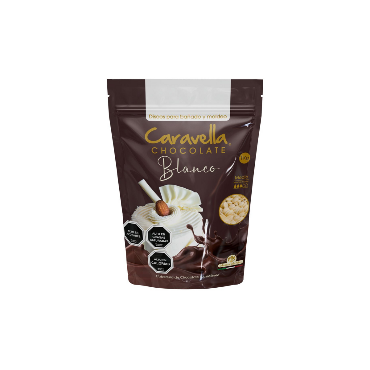 Cobertura para Moldeo y Bañado Discos Chocolate Blanco Caravella kilo