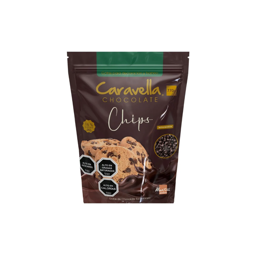 Cobertura para Moldeo y Bañado Chips Chocolate Semi Amargo Caravella 770 gr.