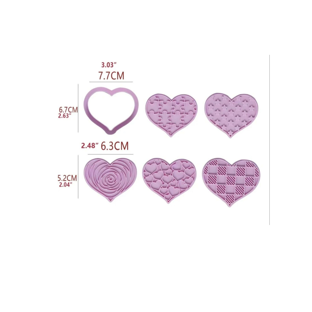Cortador de Galletas Set Diseño Corazon 6 Piezas