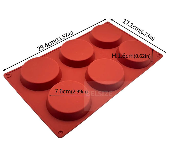 Molde de Silicona 6 Cavidades redondo pasteleria