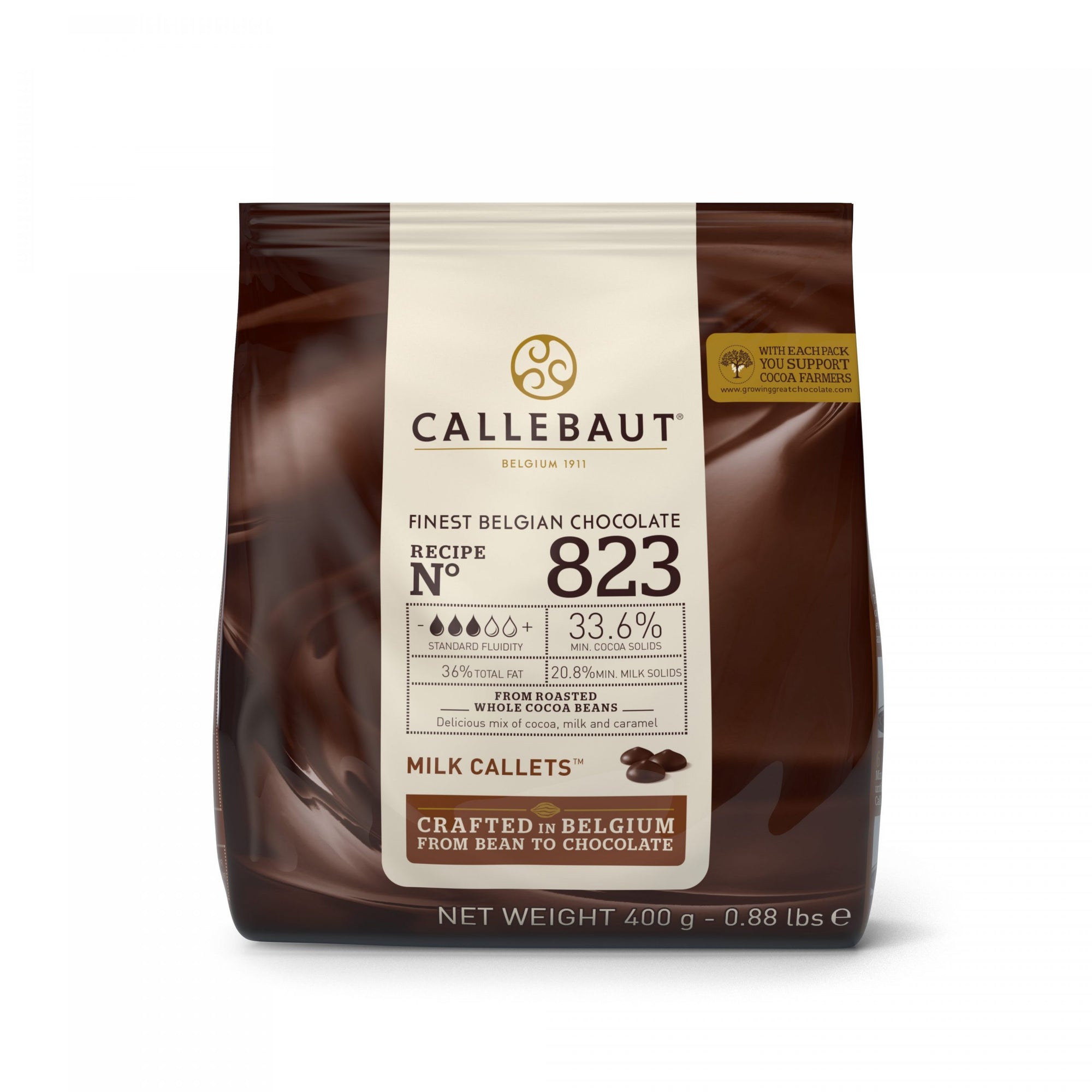 Chocolate leche n°823 400 gr callebaut