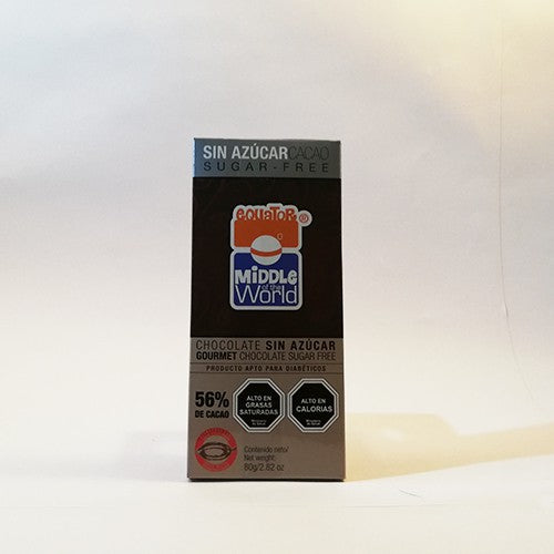 Chocolate sin azucar barra 80 gr.  Middle of the world