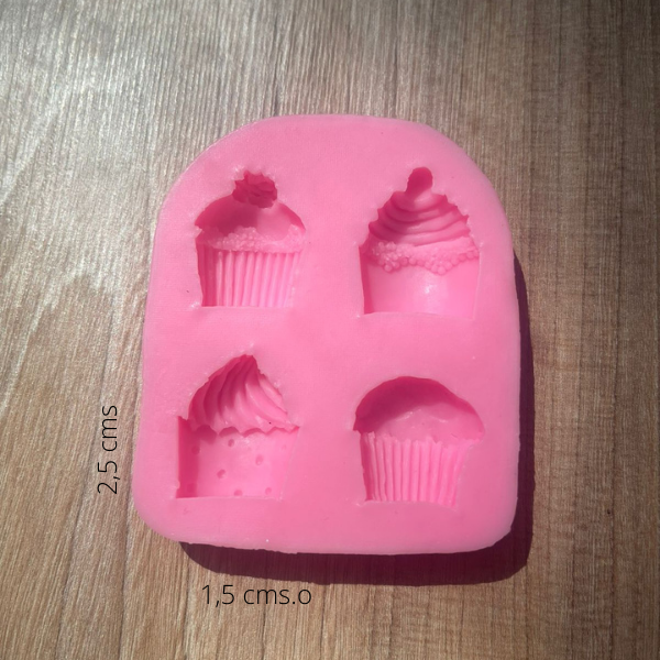Molde silicona cupcakes decorados 4 cavidades