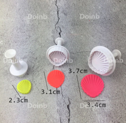 Cortador con expulsor figura concha de Mar 3 piezas